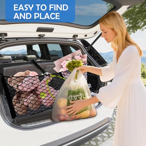 Image of Envelope Style Cargo Net for Kia Sportage 2023-2025 2026 Accessories, Rear Trunk SUV Mesh Cargo Net, Upgraded 5mm Bungee & Double-Layer Nylon Storage Tailgate Netting Grocery&Tools Holder Organizer