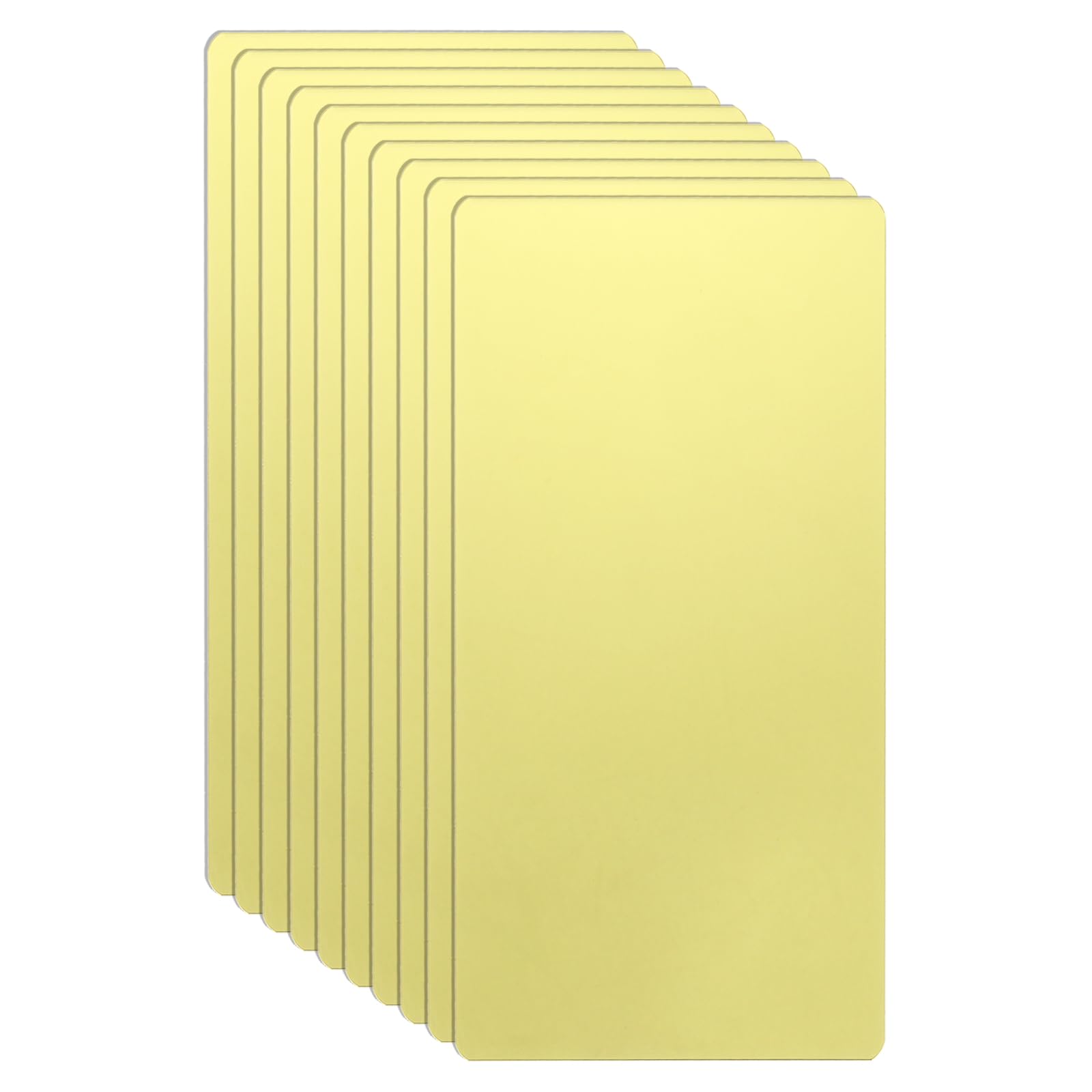 sourcing map 10pcs Metal Business Card 80 x 40 x 0.4mm 201 Stainless Steel Mirror Titanium Engrave Cards Custom Blank CNC Engrave Sheet for House Office DIY Gift Invitations, Gold