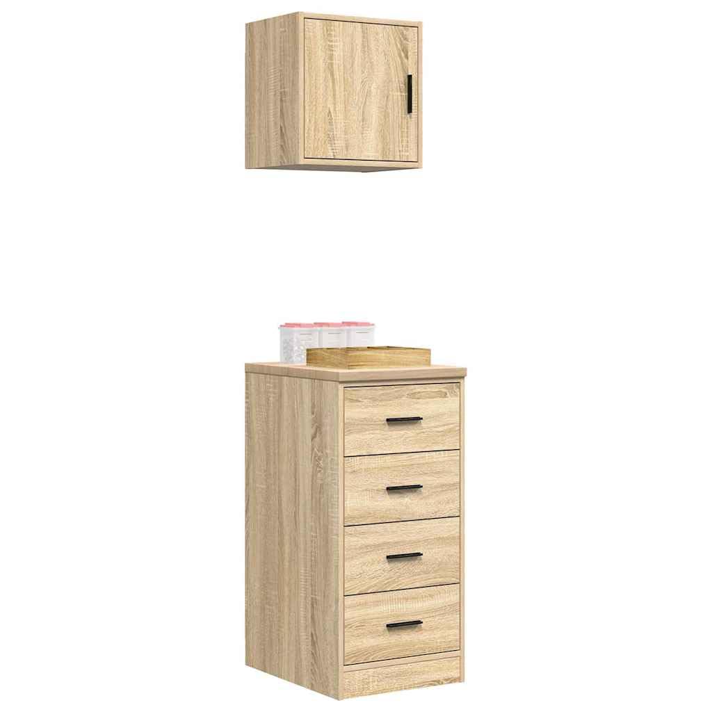 Armoires de Garage 2 pcs chêne Sonoma Bois d'ingénierie,Entreprise & Industrie,Stockage Industriel,Armoires industrielles,31.3 kg-3328325