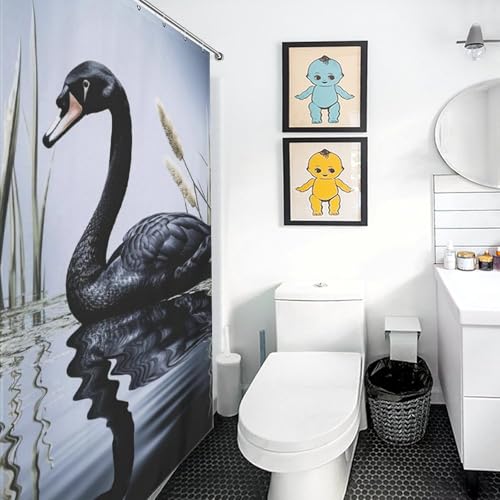 Rideau de douche cygne polyester imperméable lavable salle de bain