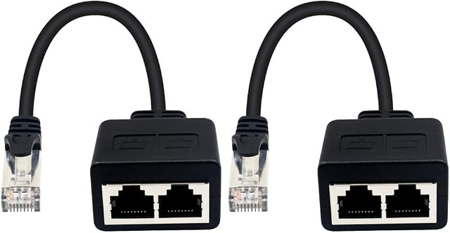 Duttek RJ45 Ethernet Splitter, RJ45 Network Splitter Cable, RJ45 1 Male to 2 Female Network Adapter for Ethernet Cat 5/CAT 6 LAN Ethernet Cable Extender Surf Online (Use Simultaneously) 20cm (1-Pair)