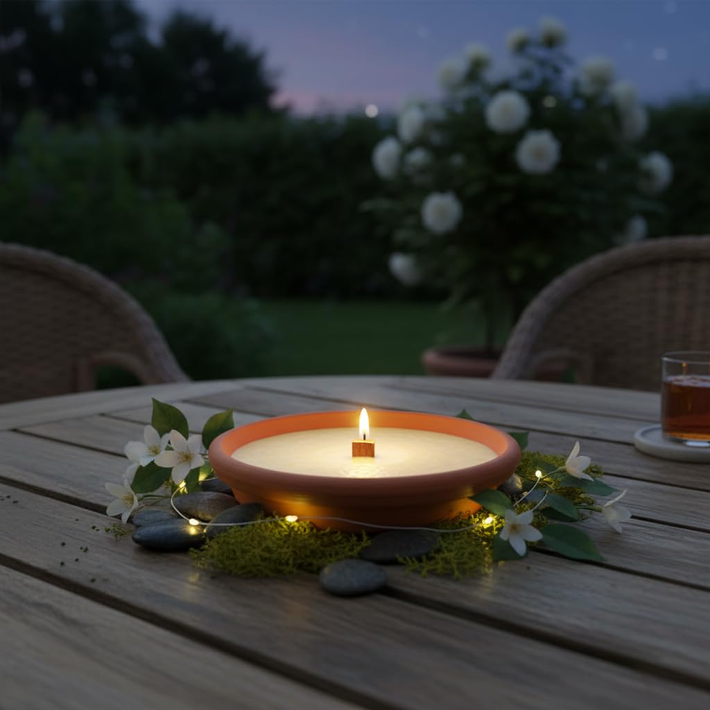 Cereria Di Giorgio - 48 Fiaccole in coccio alla Citronella di Java 100% Naturale - Anti zanzare e insetti - Diametro 11 cm - Durata 3 ore