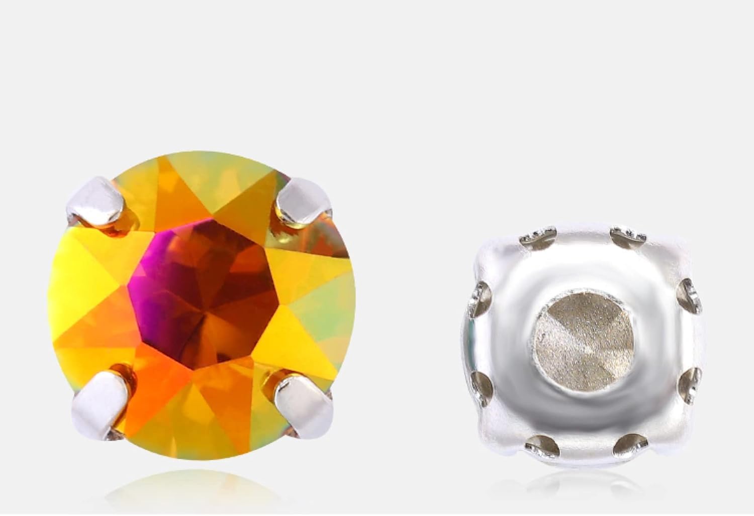 Strasssteine ​​zum Aufnähen, Runde Strasssteine ​​aus mit Kupferkrallen, Pointback-Kristallsteine, DIY-Steine ​​zum Aufnähen, Strasssteine(Gold)