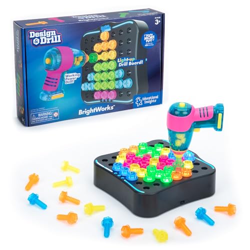 Educational Insights Design & Drill Brightworks - Light-Up Toddler Tool Set with Real Working Electric Toy Drill, Take Apart STEM Toys for 3+ Year Old Kids, Toddler Construction Toys by Educational Insights - Used condition - US$22.63