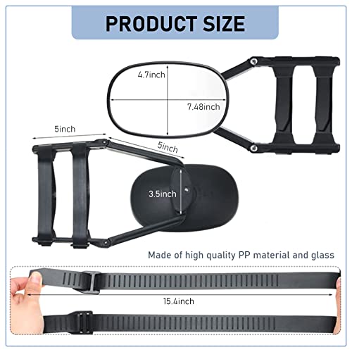 Sodcay 2 Pcs Wider Rearview Mmirror, Clip-On Towing Mirror, 360 Degree Rotation Adjustable, For Towing Trailer Clip On Mirror Side Mirror Extension (Black) #TOP1