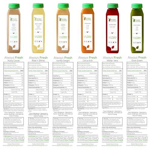 5 Day Protein Juice Cleanse by Raw Fountain, All Natural Raw Detox Cleanse, Cold Pressed Fruits, Vegetables, Vanilla and Chocolate Flavor, Kosher, Vegan, NO Sugar Added, 30 Bottles 12oz