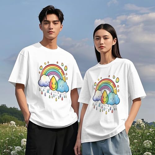 T-shirt décontracté Trendy Pop Rainbow Clouds contre la chaleur