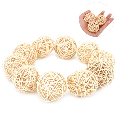 Hztyyier 10Pcs Rattan Balls, Natural Parrot Parakeet Chewing Toys Rattan Balls for Parakeet Budgie Cockatoo Hanging DIY Crafts(5CM) - Image 2