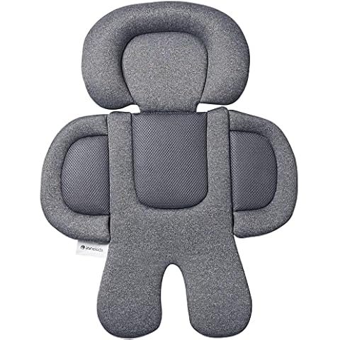 Innokids Car Seat Head and Body Supports for Infant, 2-in-1 Reversible Baby Car Seat Insert Stroller Soft Cushion Suitable for All The Season (Gray/Black) Cover