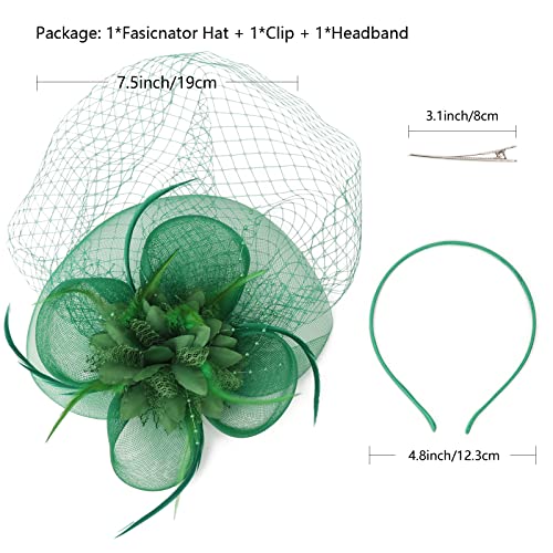 Image of DRESHOW Women Fascinator Hats Tea Party Hat Vintage Pillbox Hat Headband for Cocktail