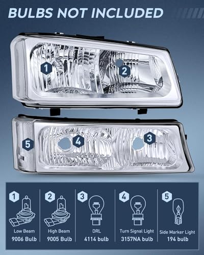 Image of Nilight Headlight & Taillight Assembly Combo for 2003-2006 Chevy Silverado