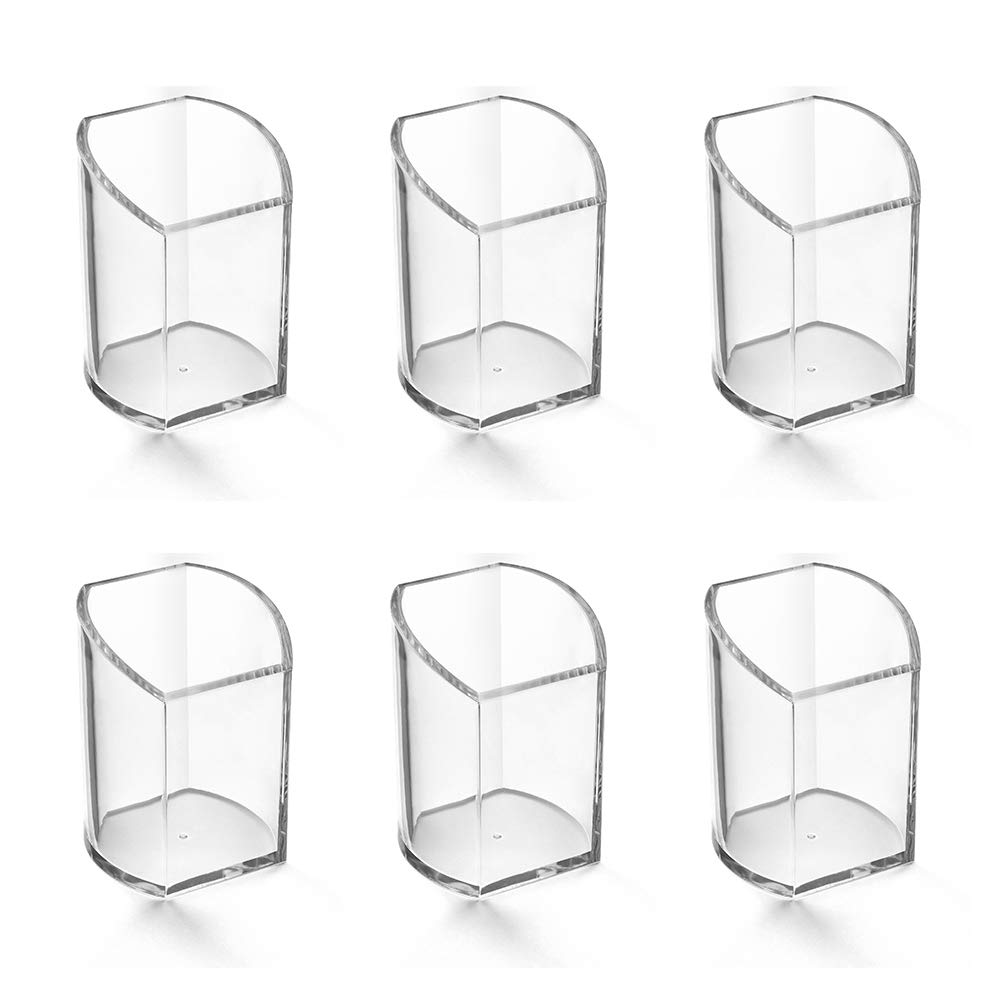 Osco Clear Acrylic Pen Pot 6 Pack – Curved Transparent Pencil Holder & Desk Tidy – Durable Office Organiser for Stationery, Pens, Pencils & Makeup Brushes – H10 x W7.5 x D7 cm — image 1