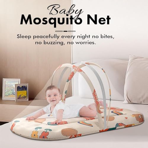 Image of StarAndDaisy 2-in-1 Baby Sleeping Bag with Mosquito Net for Newborn - Soft & Breathable Cotton Sleeping Sack Cum Wrapper /Foldable Bag for Baby Protection /Infant (0-12 Months) (Rainbow Print)
