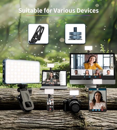 Image of FKU 8 inch Rechargeble Clip Light for Selfie Video Light, Dimmable 3200K-6500K LED Fill Light for Computer, Tablet, Smartphone, DSLR Camera with Screen Clip