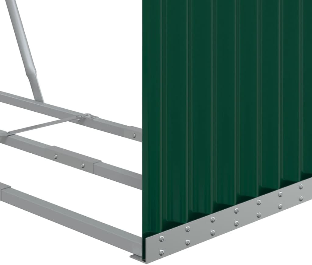 vidaXL Log Holder, Patio Deck Firewood Rack Wood Storage, Log Holder for Outdoor Indoor Fireplace, Green 47.2"x17.7"x55.1" Galvanized Steel