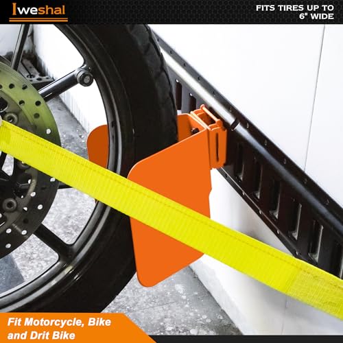 Image of 4 Pack E-Track Motorcycle Wheel Chock, E-Track Wheel Chock for Motorcycle, Bike and Dirt Bike, E-Track Accessories for Trailers, Trucks and Garage (Orange)
