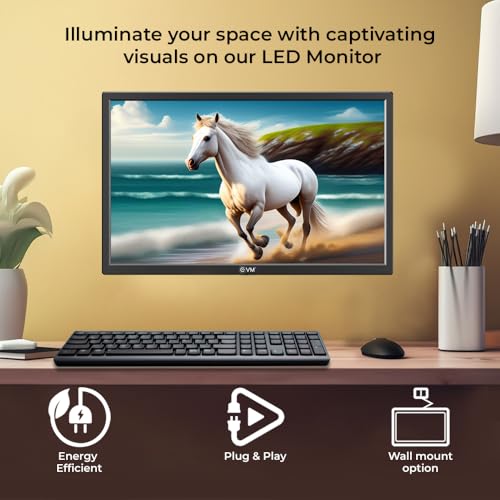 Image of EVM 21.5 Inch (54.61 Cm) Grand Series LED Monitor | HD+ 1440x900* | HDMI & VGA Ports | 5ms Response Time | Slim Design & Wall Mountable | Black | 1 Year Warranty (EVM-220-Grand-LED)