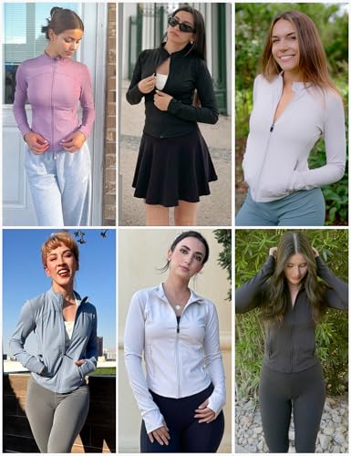 IECCP Sportjacke Trainingsjacke Damen Laufjacke Leichte Dünne Jacke Gym Activewear Sport Kleidung Frauen Sportklamotten Eng Yoga Sportswear Elfenbeingrau M