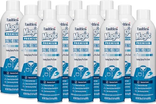 Magic Sizing Spray Light Body No Flaking or Clogging! - Wrinkle Release Spray 20oz Iron Spray for Clothes (Pack of 12) Fresh Linen Scent Finishing Spray