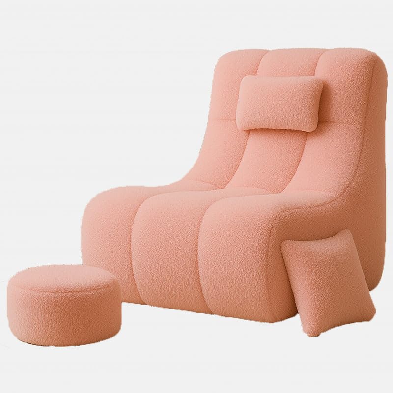 Image of Biggie Bean Bag Chair with Beans Filled 6XL Royal Chair-Laziness Pro Max-Crafted for Comfort-Styled for Elegance with Free Cushion & Footrest (Matching Color : Soft Fur Pink)