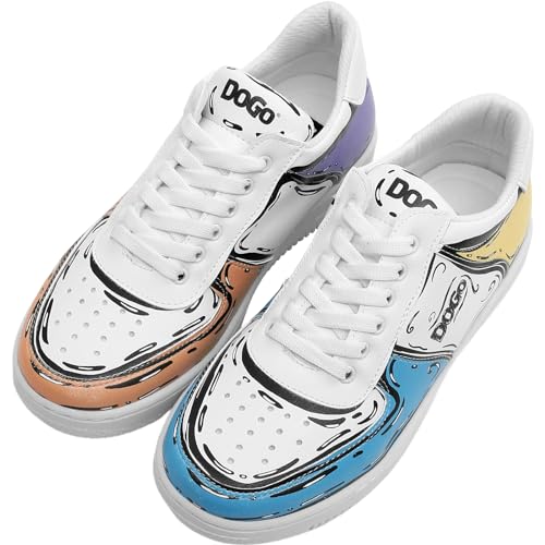 White Sneakers for Women - Handmade Women's Fashion Sneakers, Vegan Leather and Unique Design Dice Sneakers