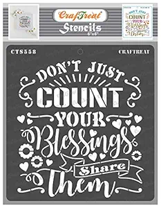 Quote Stencils for Craft and Art for Adults - Share Blessings Stencil - Size: 6X6 Inches - Stencil Quotes for Quotes Stencil - Reusable Painting Stencils for Fabric Painting Quotes
