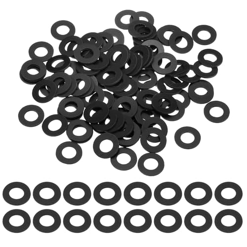 QUARKZMAN 120 Pcs Arandelas Planas De PVC M6 6mm DI 12mm DE 1mm De Espesor Arandelas Planas De PVC Arandelas De Plástico Junta De Sellado Espaciador Anillo De Junta Arandelas, Negro