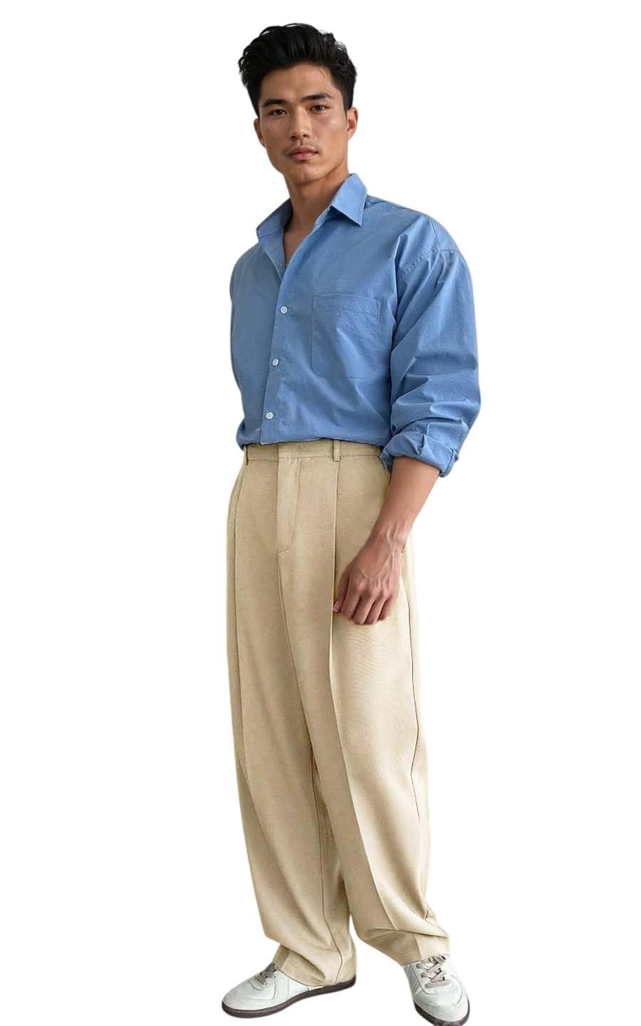 kotty Men's Solid Straight Fit Bootcut Leg Style Office Wear Pant-picture-48