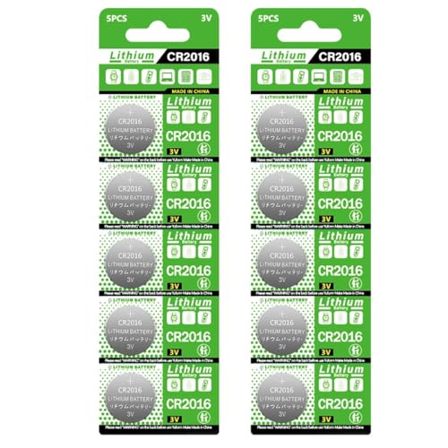 Set of 10pcs CR2016 Coin Cell Battery for Pedometers And LED Lights 3V Power