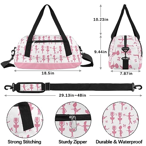 Custom Kids Duffel Overnight Dance Bag for Girls Personalized Dance Duffle Bag for Women Girls- Pink Silhouettes2