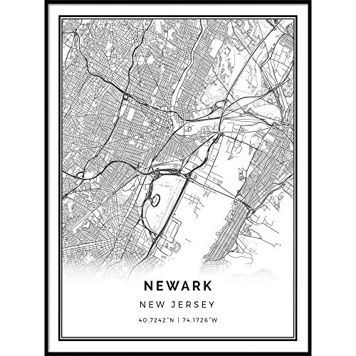 Squareious Newark map Poster Print | Modern Black and White Wall Art | Scandinavian Home Decor | New Jersey City Prints Artwork | Fine Art Posters 11x14