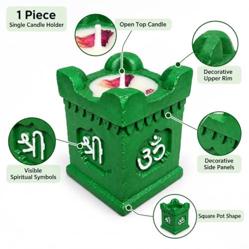 Image of Tulsi Pot Decorative Diya Holder Combo Set of 4, Square Om Design
