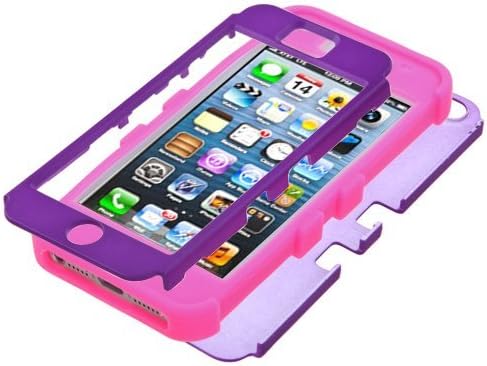 MYBAT IPHONE5HPCTUFFSO014NP Premium TUFF Case for iPhone 5 - 1 Pack - Retail Packaging - Grape/Electric Pink