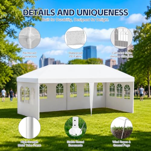 Image of 10' x 20' Outdoor Canopy Tents with 4 Detachable Sidewalls, Patio Gazebo Tents, Shade Shelters for Birthday, Events, Party, Wedding, Gatherings and Patio