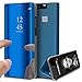 Produktbild Homikon Luxury PU Leder Spiegel Hülle Lederhülle Bookstyle Beirftasche Folio Schutzhülle Slim Fit Klappbar Handyhülle Cool Männer Mädchen Standfunktion Etui für Huawei P20 Pro - Blau