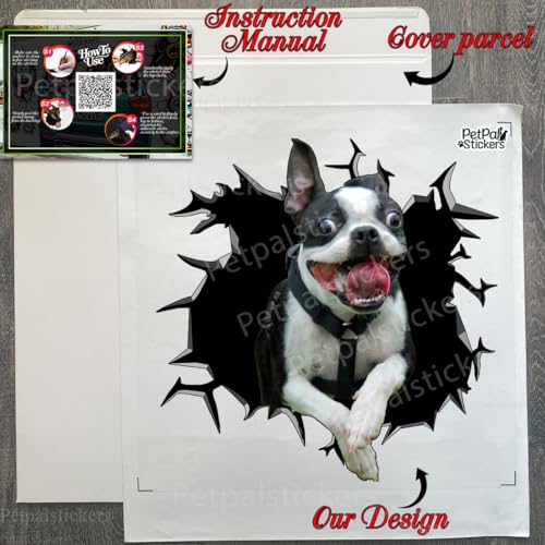 Image of Vinyl Dog Sticker Car Decal, Boston Terrier | For Women, Dog Lover Gift