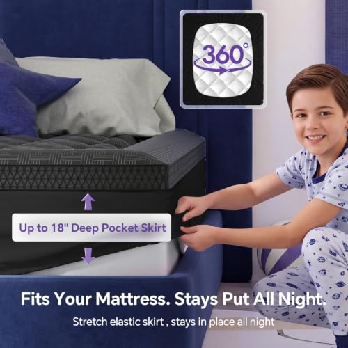 Image of ChiXpace Twin Mattress Topper, Viscose Derived from Bamboo, Soft Pillow Top | Cushioned Support, Breathable Mesh Sides, Memory Foam Blend Fill, Softens Firm Twin Beds, Teen Bedrooms, Guest Rooms, Rentals