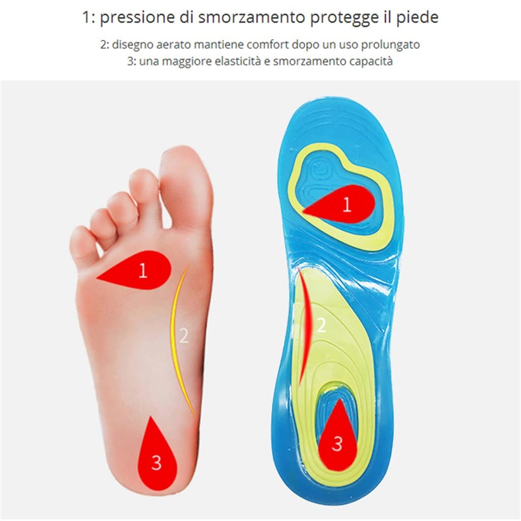 Soletta in Gel Silic Ortopedico Cura del Piede for i Piedi Scarpe Soletta Sportiva Solette for Assorbimento degli Urti Cuscino Ortopedico for(Small)