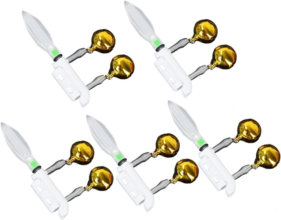 DONGKER Fishing Glow Sticks,5 PCS LED Fishing Pole Light Night Fish Bite Warning Light with Bells for Fish Rods