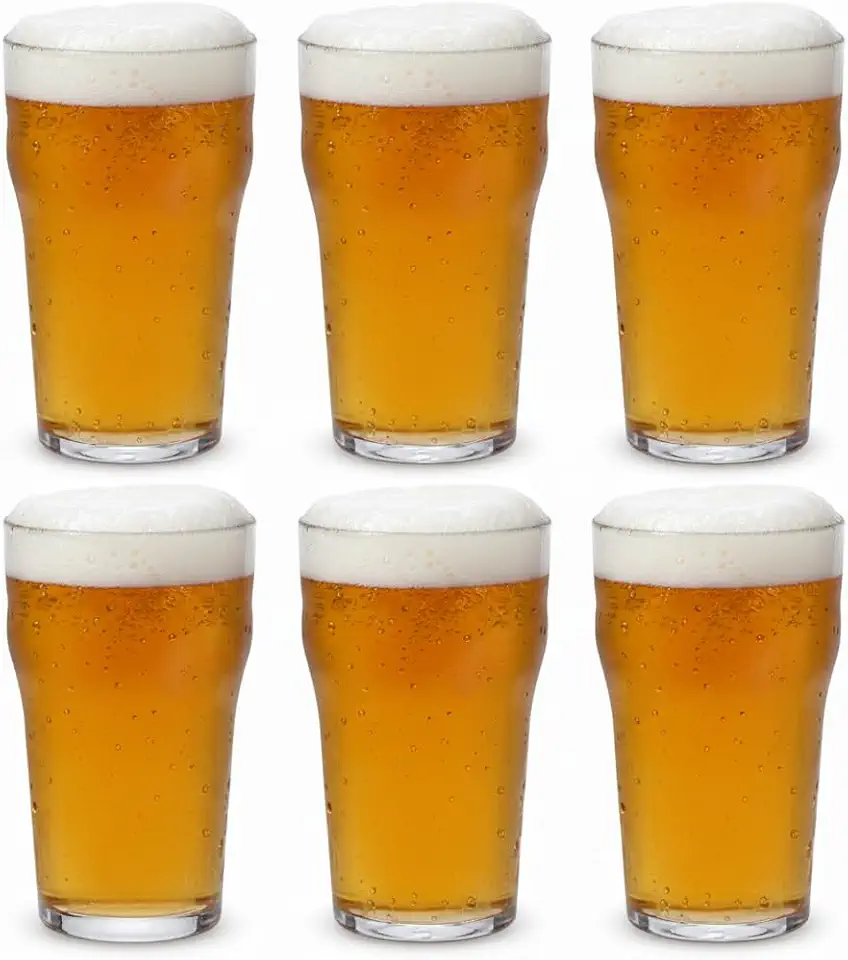 Kit com 6 Copos Pint 570ml em Acrílico - Copo Tradicional Pub Inglês - Chopp e Cerveja - Transparente e Super Resistente - Ideal para Bares, Festas e Churrascos