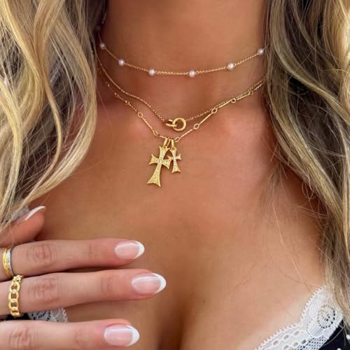 Gold or Silver Plated Double Cross Me Necklace2