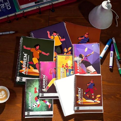 Image of Spiral Notebook A4 Size, Multi-Color Plain Unruled, 200 Pages, Pack of 4, Writing Notebook for School and College
