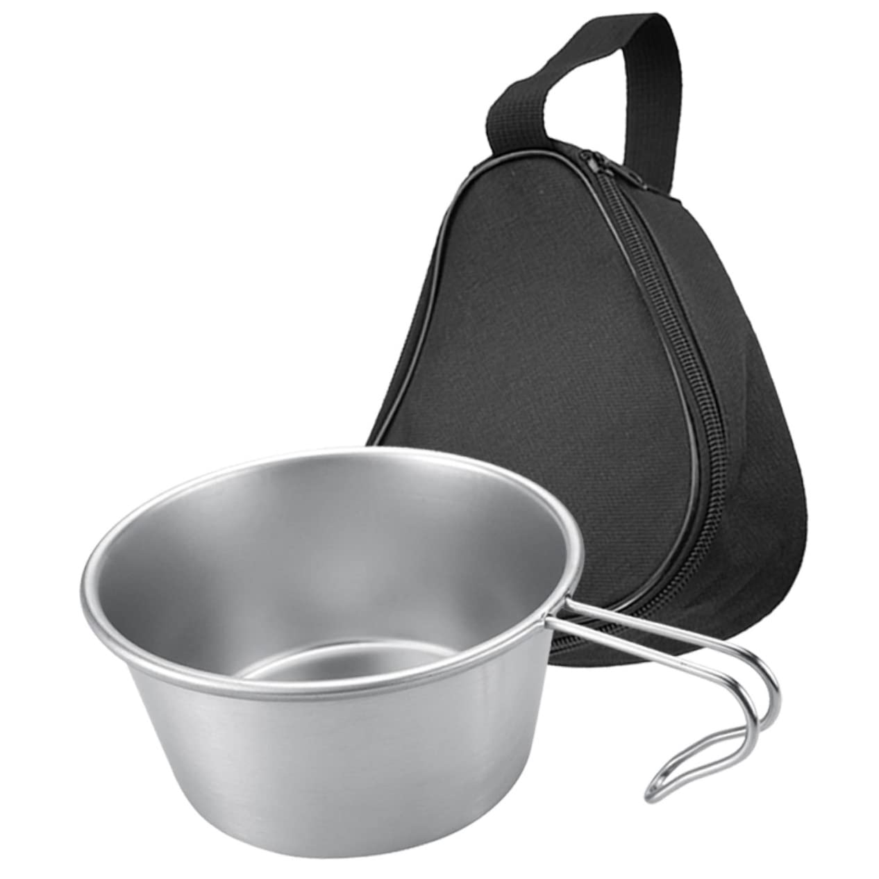balacoo 1 Set Stainless Steel Camping Bowl with Handle Lightweight Durable Water Cup for Outdoor Activities Includes Storage Bag for Mountaineering Hiking and Camping