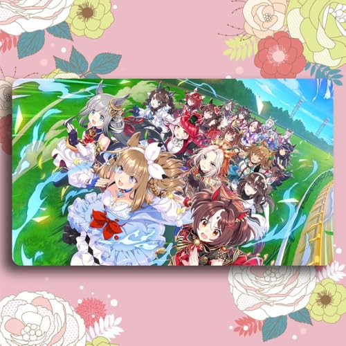 センコウドロー カードゲームプレイマット プレイマット ウマ娘 プリティーダービー アニメグッズ TCG万能 収納ケース付き アニメ 萌え カード枠なし (60cm * 35cm * 0.2cm)