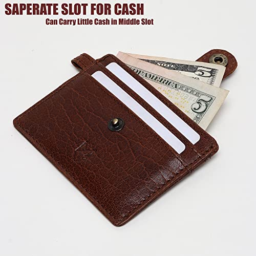 FOXHACKLE Slim Leather Card Holder for Men and Women with Key Ring | RFID Blocking Full Grain Leather Card Case Wallet | Minimalist Front Pocket Business Leather Card Holder.2