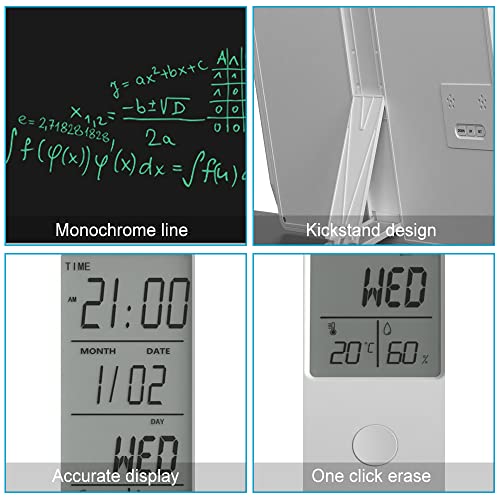 JSJGETYI Electronic Desktop Calendar Rechargeable Writing Notepad with Digital Clock Date Time Week Indoor Temperature Display 9.5inch Drawing Pad for Office Home Business(White) - Image 3