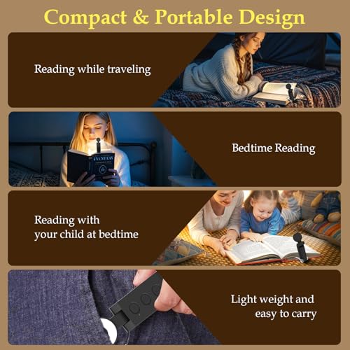 Image of Round Reading Light Clip On Book,USB Rechargeable Book Light,5 Colours and 6 Brightness dimmable,Angle Adjustable,for Reading for Bed (Black)