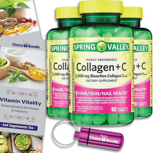 Spring Valley Highly Absorbable Collagen + Vitamin C Tablets Hair