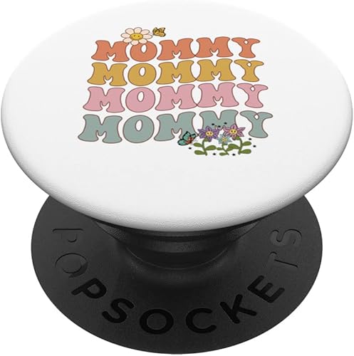 Palabras onduladas retro con flores y mariposas PopSockets intercambiables PopGrip