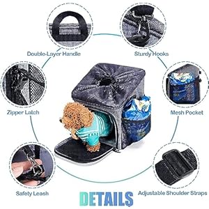   Dog-Bike-Basket-Carrier-Pet-Bicycle-Front-Carrier-Backpack-for-Bike-Riding-Foldable-Removable-Reflective-Strips-2-Side-Storage-Pockets-Pet-Travel-Bag-for-Cats-Small-Dogs
